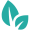 Teal minimalist graphic of two overlapping leaves, one larger and curved on the left, the other smaller on the right, forming a symmetrical design. This serene artwork symbolizes balance and healing, much like online detox provides at-home support.